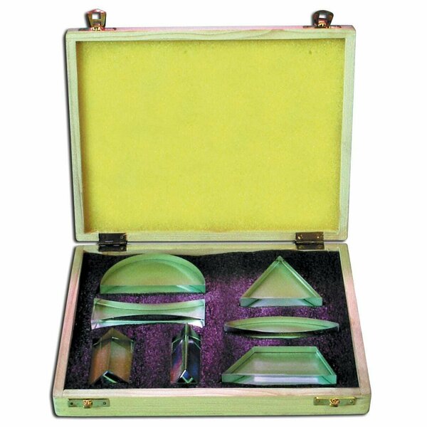 Frey Scientific Prism and Lens Set with Case, Acrylic, 7 Pieces OPSETP3